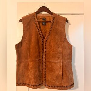 Vintage Suede Vest with Embroidered Details